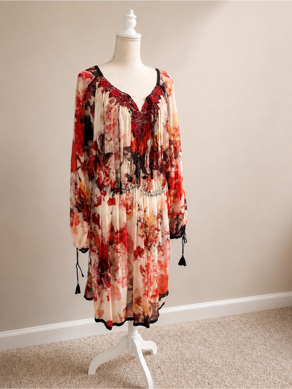 Jean Paul Gaultier Gorgeous Romantic Chiffon Floral Lace Dress Size M Italy